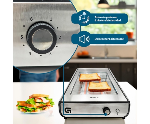 Grunkel TSP-INOX tostadora 6 4 rebanada(s) 600 W Acero inoxidable