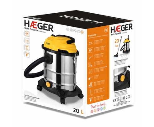 Haeger VC-W&D.038A aspiradora 20 L Aspiradora de tambor Seca y húmeda 1200 W