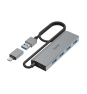 Hama 00200138 hub de interfaz USB 3.2 Gen 1 (3.1 Gen 1) Type-A + Type-C 5000 Mbit/s Antracita, Gris