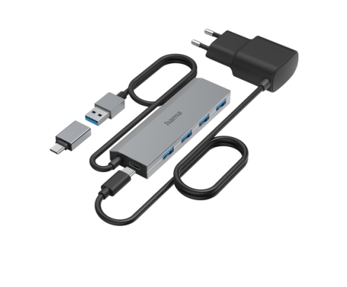 Hama 00200138 hub de interfaz USB 3.2 Gen 1 (3.1 Gen 1) Type-A + Type-C 5000 Mbit/s Antracita, Gris