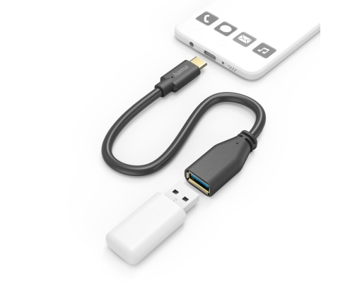 Hama 00201605 cable USB USB 3.2 Gen 1 (3.1 Gen 1) 0,15 m USB C USB A Negro