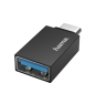 Hama | Adaptador USB C a USB A para PC, tablet, o smartphone, rápida transferencia de datos, color negro.