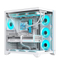 Hiditec H3 PRO Midi Tower Transparente, Blanco