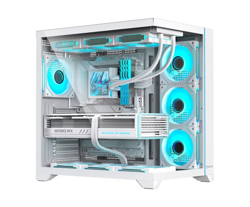 Hiditec H3 PRO Midi Tower Transparente, Blanco
