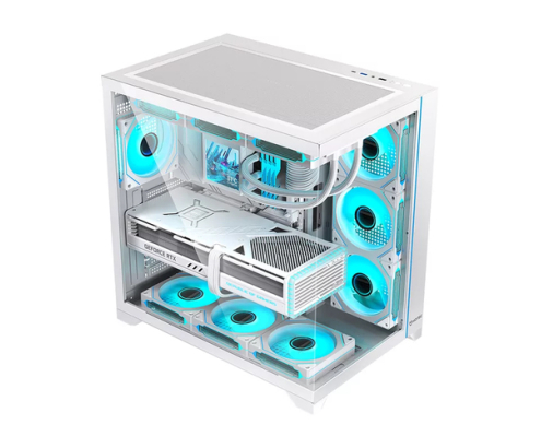 Hiditec H3 PRO Midi Tower Transparente, Blanco