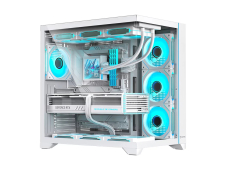 Hiditec H3 PRO Midi Tower Transparente, Blanco