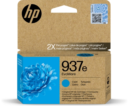 HP 937e Cartucho de Tinta Alta capacidad Original EvoMore cian