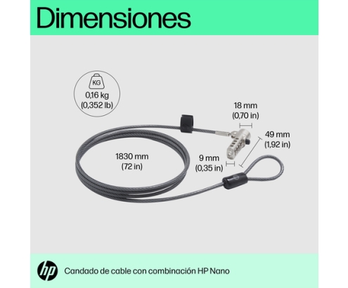 HP Bloqueo de cable con combinación Nano