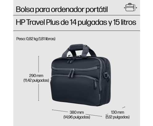 HP Bolsa para portátil de 14 pulgadas Travel Plus 15L
