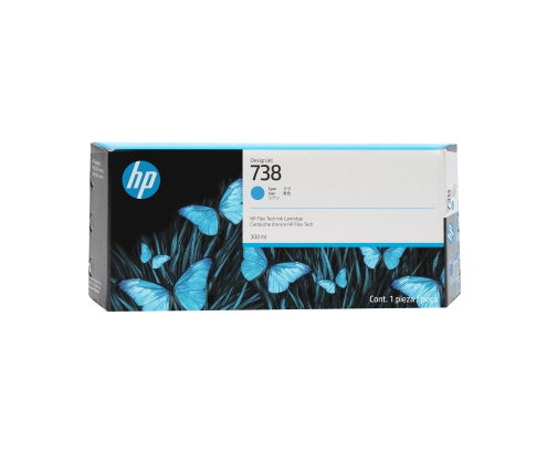 HP Cartucho de tinta cian DesignJet 738 de 300 ml