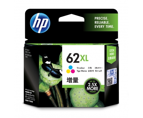 HP Cartucho de tinta original 62XL de alta capacidad tricolor