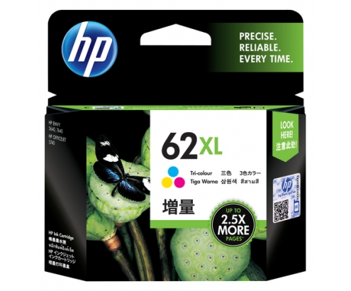 HP Cartucho de tinta original 62XL de alta capacidad tricolor