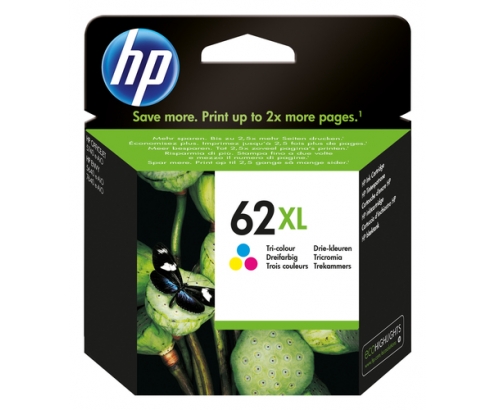 HP Cartucho de tinta original 62XL de alta capacidad tricolor