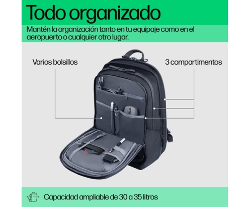 HP Mochila para portátil de 17 pulgadas Travel Plus 30L
