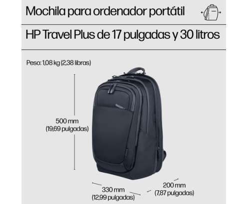 HP Mochila para portátil de 17 pulgadas Travel Plus 30L