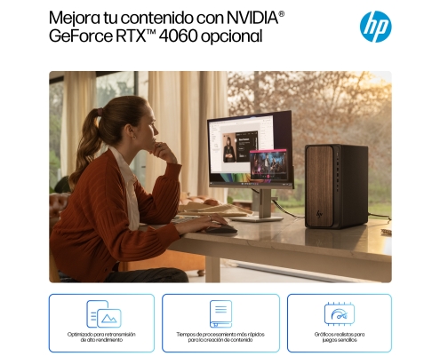 HP OmniDesk Desktop AI M03-0019ns PC Intel Core Ultra 5 225 16 GB DDR5-SDRAM 1 TB SSD Windows 11 Home Torre AI PC Madera, Negro