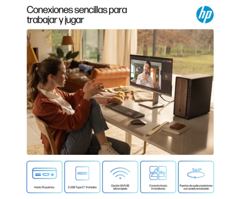 HP OmniDesk Desktop AI M03-0019ns PC Intel Core Ultra 5 225 16 GB DDR5-SDRAM 1 TB SSD Windows 11 Home Torre AI PC Madera, Negro