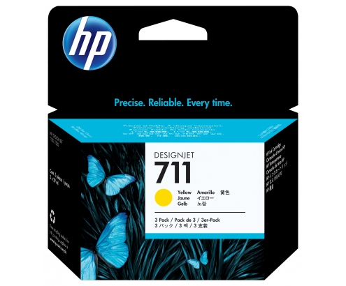 HP Pack de ahorro de 3 cartuchos de tinta DesignJet 711 amarillo de 29 ml