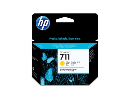 HP Pack de ahorro de 3 cartuchos de tinta DesignJet 711 amarillo de 29 ml