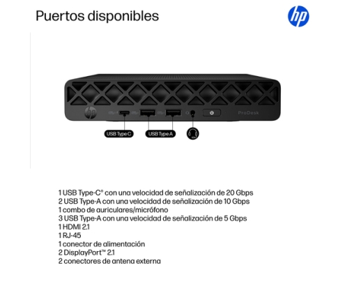 HP ProDesk 4 G1i AI PC Intel Core Ultra 5 235T 16 GB DDR5-SDRAM 512 GB SSD Windows 11 Pro Mini PC Negro