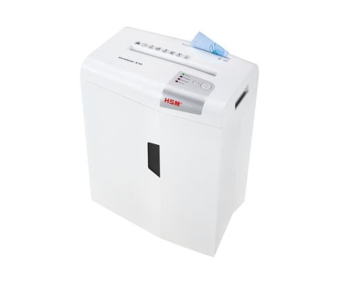 HSM X10 triturador de papel Corte en partículas 58 dB 22 cm Plata, Blanco