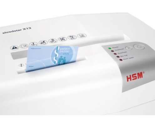 HSM X13 triturador de papel Corte en partículas 57 dB 4 mm Plata, Blanco