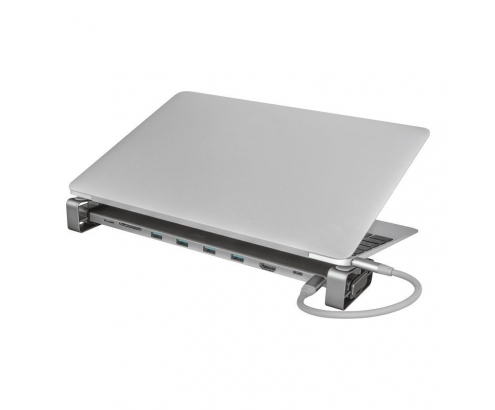 HUB BASE MULTIPUERTO TRUST DALYX ALUMINIUM 1 CONECTOR USB TIPO-C PROVEE HDMI LAN GIGABIT LECTOR MICRO SD 4+USB-A 23417