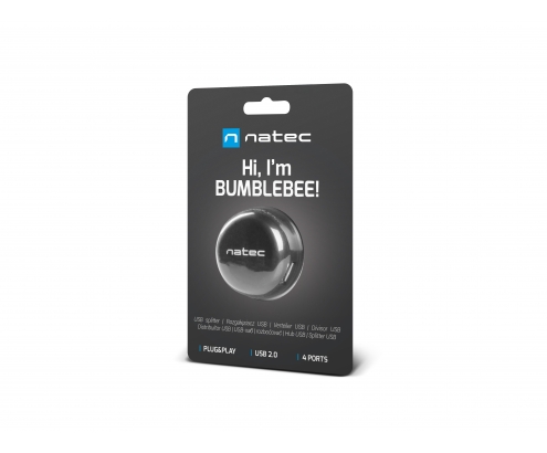 Hub natec bumblebee usb 2.0 4puertos 480 Mbit/s negro NHU-1330