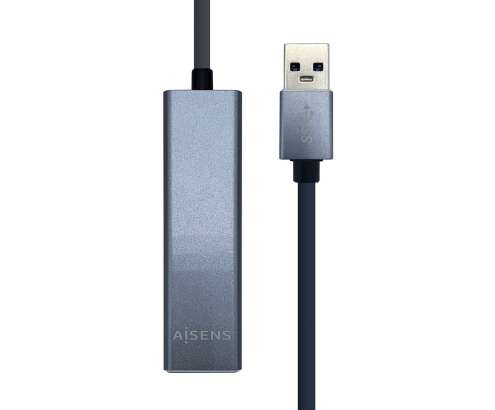 HUB USB AISENS + ADAPTADOR LAN CONECTORES 1X USB-A MACHO 3X USB-A HEMBRA LONGITUD CABLE 15CM GRIS A106-0401