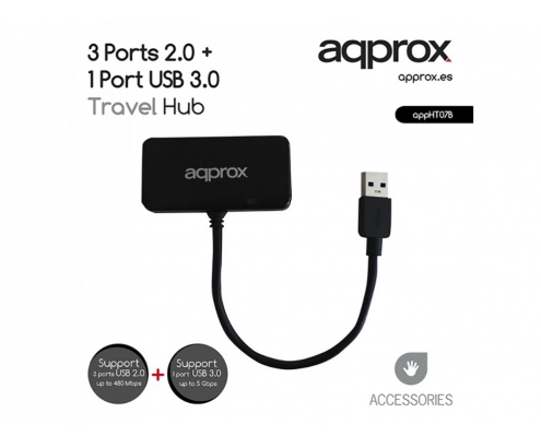 HUB USB APPROX APPHT7B 3 USB 2.0 + 1 USB 3.0