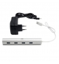 HUB WOXTER USB 3.1 7 PUERTOS COMPATIBLE PC MAC PLATA PE26-142