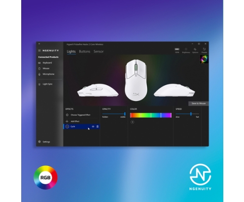 HyperX Pulsefire Haste 2 Core inalámbricos: ratón gaming (blanco/verde/púrpura)