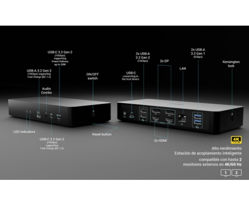 i-tec Universal Intelligent Dual Display Docking Station + Power Delivery 100W