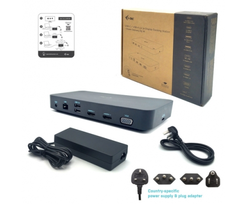 i-tec USB 3.0/USB-C/Thunderbolt, 3x Display Docking Station + Power Delivery 65W