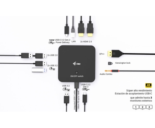 i-tec USB-C DP Dual HDMI Docking Station with Power Delivery 100 W