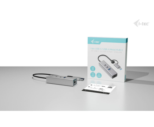 i-tec USB-C/USB-A Metal HUB 3 (2x USB-C, 1x USB-A) Port + 2.5GLAN