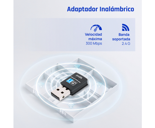 iggual Adaptador USB Wifi 300 Mbps mono 2.4GHz