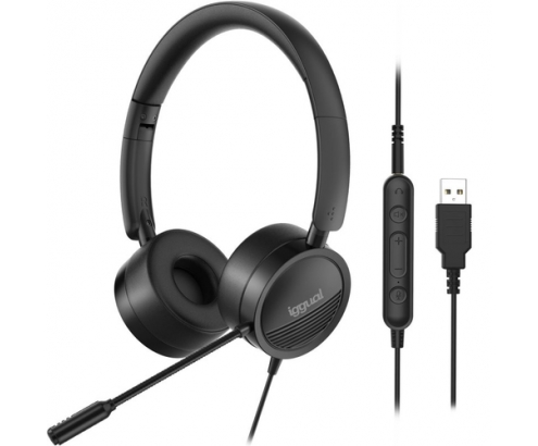 iggual Auriculares Diadema con micro Dual Tech USB/3.5 mm Negro