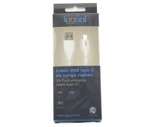 iggual IGG317181 Cable usb tipo-a macho a usb tipo-c macho 1m blanco 