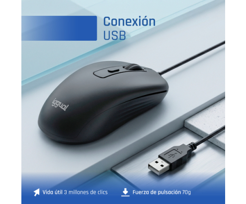 iggual OFFICE-ESSENTIAL-4D 2400DPI ratón Oficina Ambidextro USB tipo A Óptico