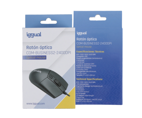 iggual Ratón óptico COM-BUSINESS2-2400DPI negro