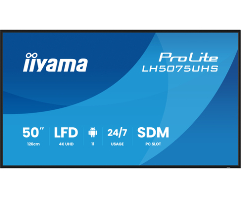 iiyama LH5075UHS-B2AG pantalla de señalización Pantalla plana para señalización digital 125,7 cm (49.5