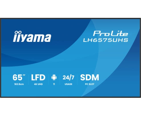 iiyama LH6575UHS-B2AG pantalla de señalización Pantalla plana para señalización digital 163,8 cm (64.5
