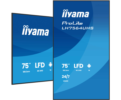iiyama LH7564UHS-B1AG pantalla de señalización Pantalla plana para señalización digital 190,5 cm (75