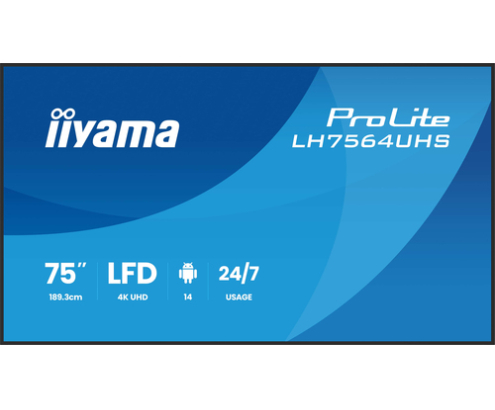 iiyama LH7564UHS-B1AG pantalla de señalización Pantalla plana para señalización digital 190,5 cm (75