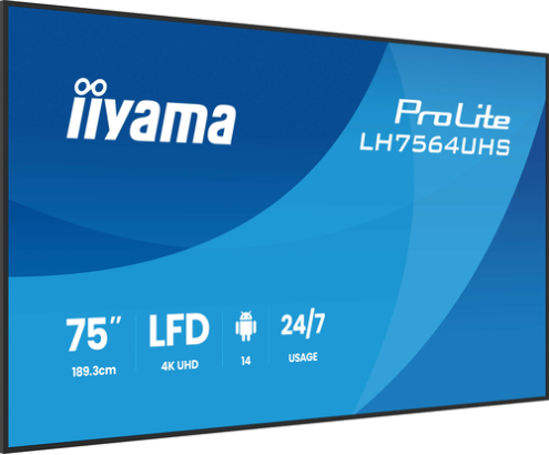 iiyama LH7564UHS-B1AG pantalla de señalización Pantalla plana para señalización digital 190,5 cm (75