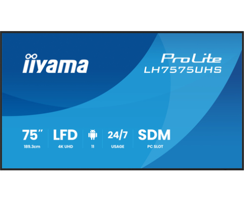 iiyama LH7575UHS-B2AG pantalla de señalización Pantalla plana para señalización digital 190,5 cm (75