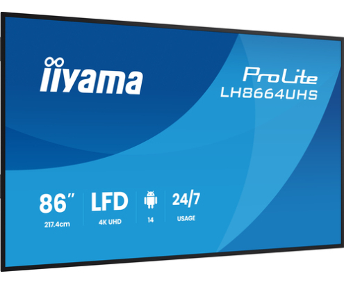 iiyama LH8664UHS-B3AG pantalla de señalización Pantalla plana para señalización digital 2,17 m (85.6