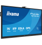 iiyama TE7513A-B2AG pantalla de señalización Panel plano interactivo 190,5 cm (75