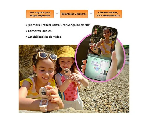 Imoo X10 4G GPS Videollamada 44mm Pantalla HD Rosa Resistencia Agua IP68 SOS Infantil Control parental